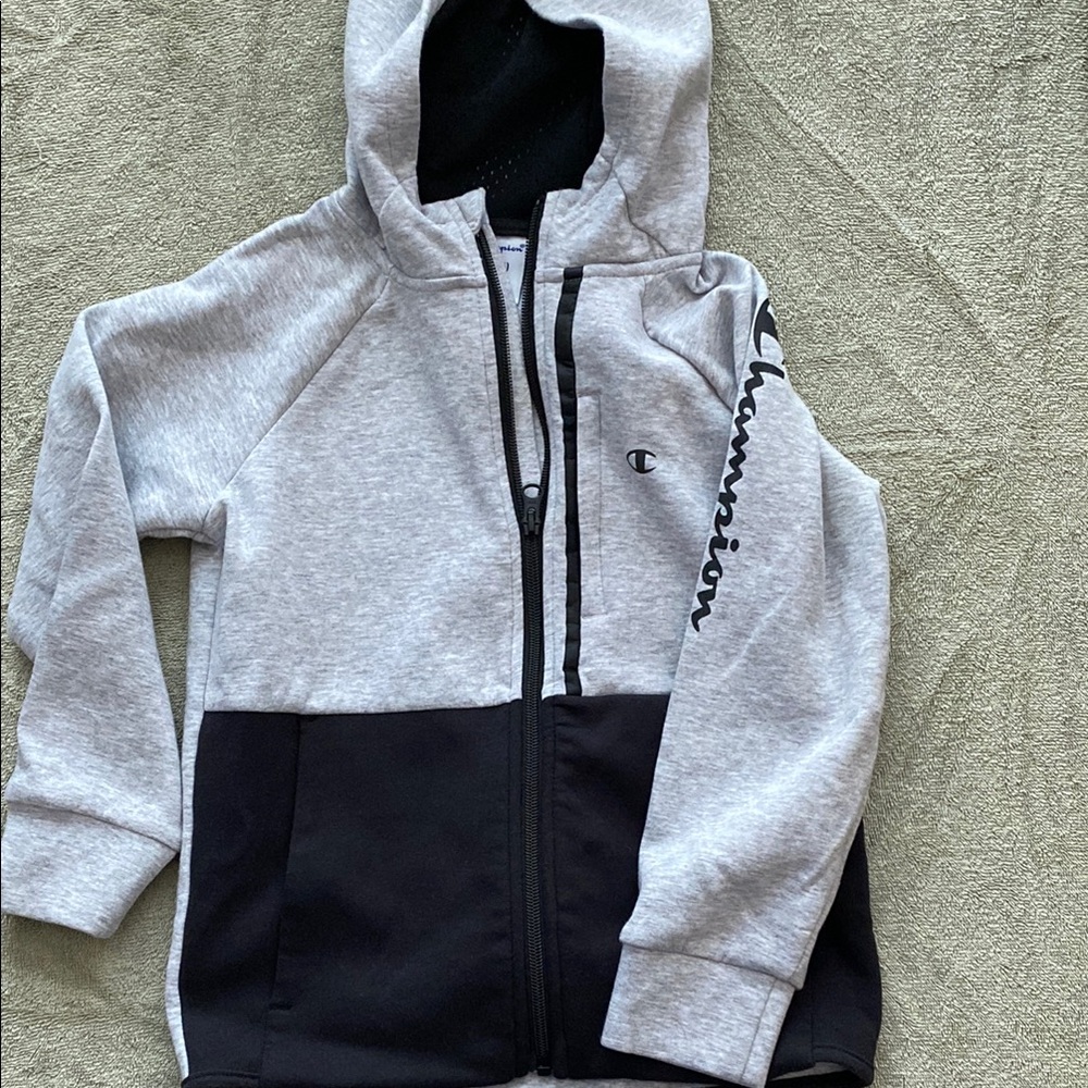Champion Gray and Black Color-Blocked Hoodie